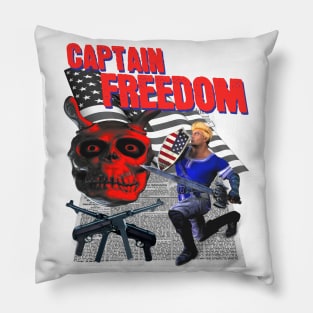 Captain Freedom Off Brand Parody Boot Knock Off Funny Meme Super Hero Pillow