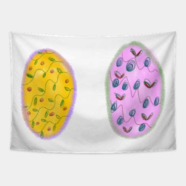 Colorful floral leaf Easter eggs Tapestry by Artistic_st