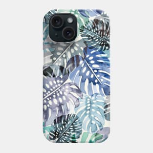 pocket- watercolor tropical monstera leaves Phone Case