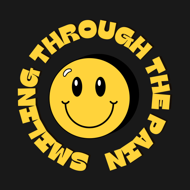 Y2K 2000s Aesthetic Retro Funny Smiling Through the Pain Smiley Face by shopY2K