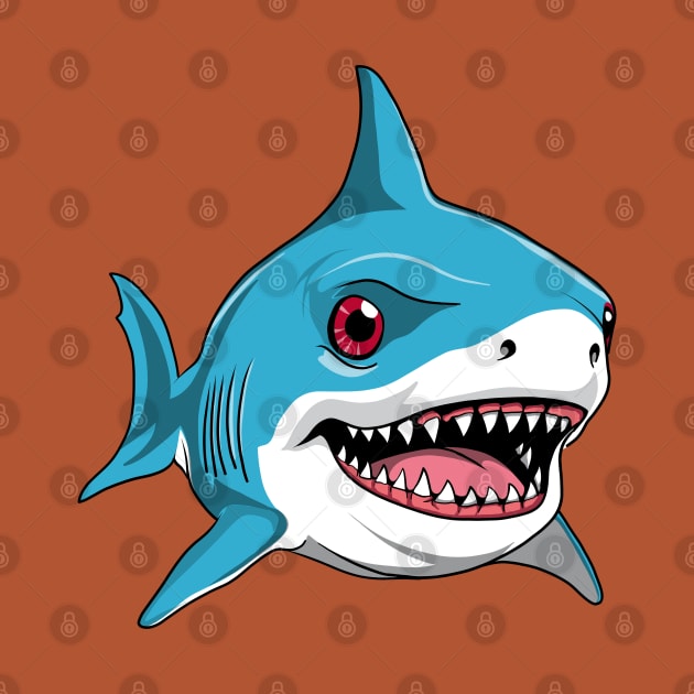 Scary Cute Great White Shark Graphic Design by TMBTM