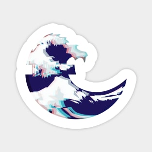 Glitched Great Wave Emoji Magnet