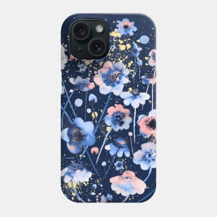 Ink Soft Blue Flowers Phone Case