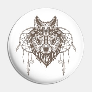 Dream Catcher Wolf Pin