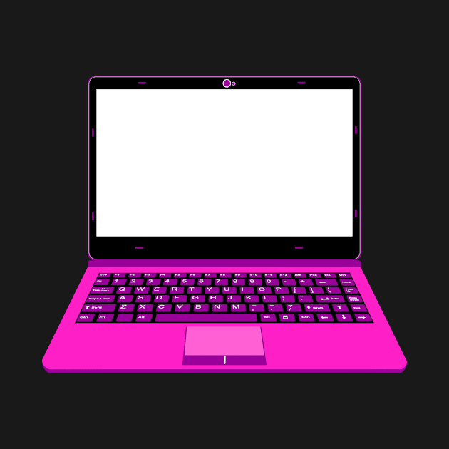 realistic laptop vector illustration in pink and purple color by asepsarifudin09