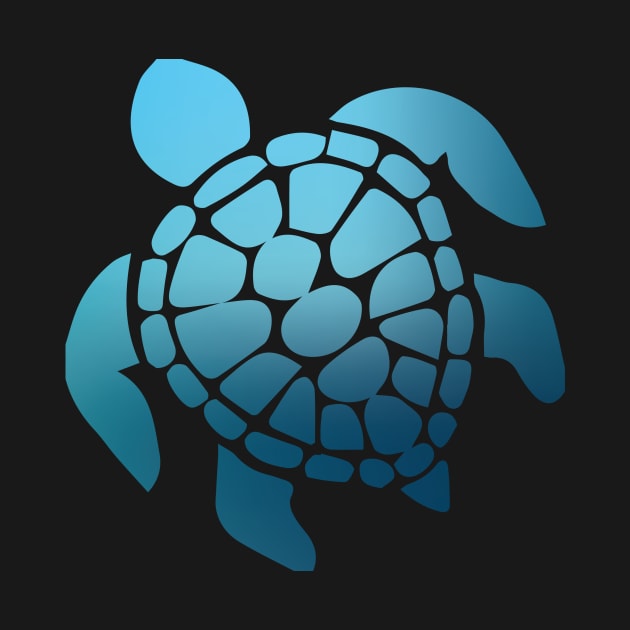 Blue Ombre Sea Turtle by emilystp23