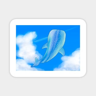 whale shark swimming in the sky Magnet