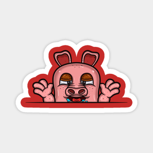 Pig Cartoon With Hungry Face Expression Magnet