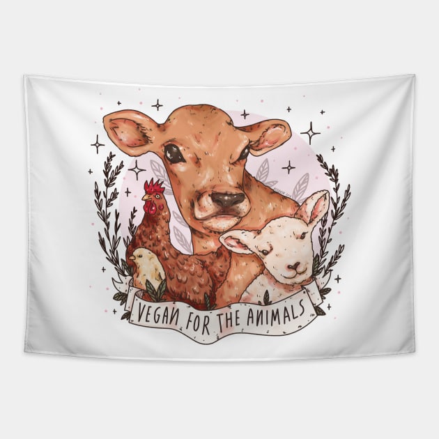 Vegan For The Animals Tapestry by chiaraLBart