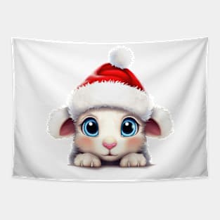 Christmas Peeking Baby Sheep Tapestry