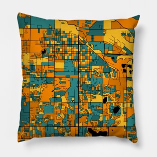 Fort Collins Map Pattern in Orange & Teal Pillow