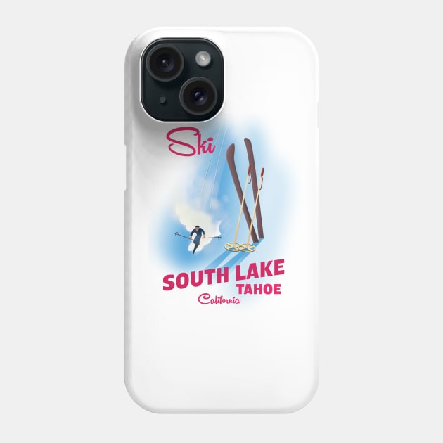 South Lake Tahoe Ski poster Phone Case by nickemporium1