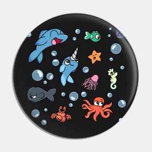 some cute sea creatures pattern Pin