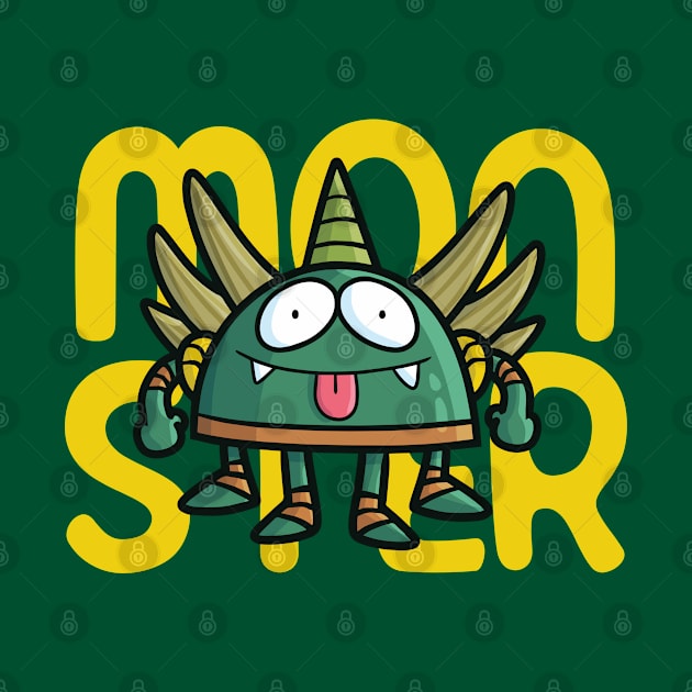 Funny Mocking Green Monster by Jocularity Art