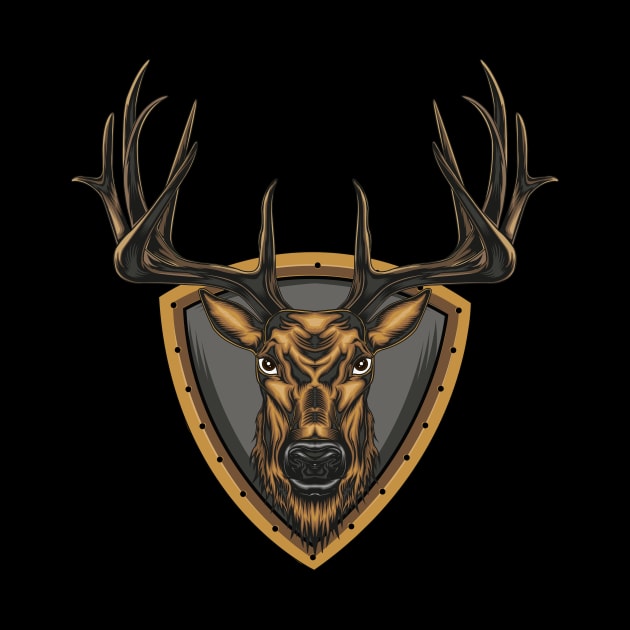 Deer head on the shield by AGORA studio