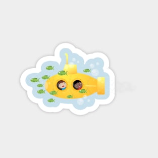 Cute yellow submarine fish cartoon illustration Magnet