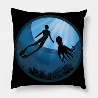 Diver with Octopus Underwater Pillow