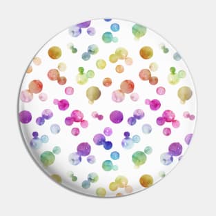 Small Rainbow Bright Pastel Watercolor Drops and Bubbles Pin