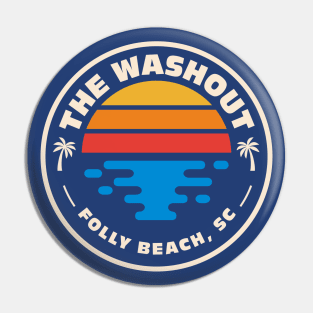 Retro The Washout at Folly Beach South Carolina Vintage Beach Surf Emblem Pin