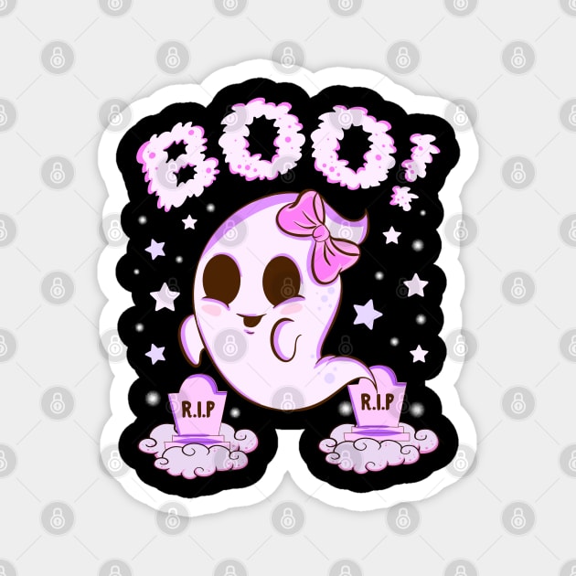 Boo! Girl Cute Ghost Funny Humor Halloween Magnet by creative