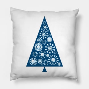 Pine Tree Snowflakes - Blue Pillow