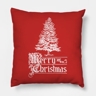 Merry Christmas with Tree Illustration Pillow