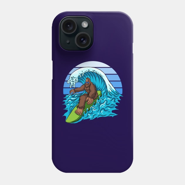 Bigfoot Surfing The Waves Phone Case by Rebel Merch