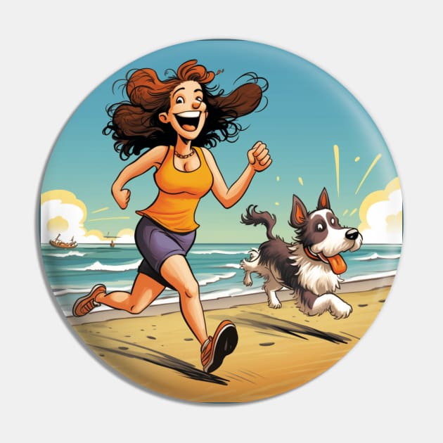 Just a Cartoon Girl and her Cartoon Dog Pin by Liana Campbell