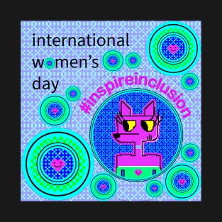 Pixel Pink Heart Dog for International Women’s Day #inspireinclusion T-Shirt