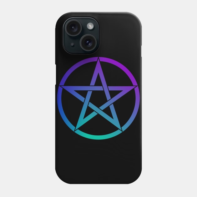 Witch Pentagram in Blue Teal and Purple Phone Case by RavenWake