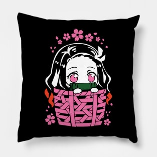 Nezuko Cute Hiding Fanart Pillow