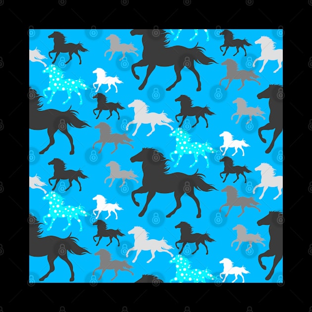 Running horses on blue by Thepackingllamas 