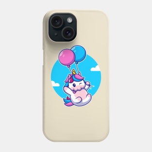 Cute Unicorn Floating With Balloon Phone Case