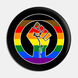 Black Lives Matter Fist Circled LGBTQ Flag People of Color Pride Pin