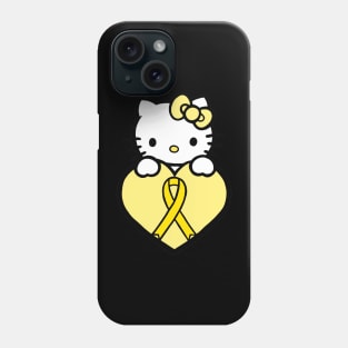 Cartoon cat awareness ribbon (yellow) Phone Case