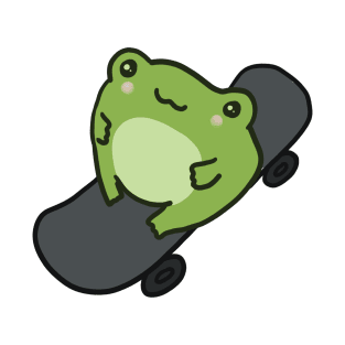 Cute Frog on Skateboard, Kawaii Cottagecore Aesthetic Frog, Skating Lover T-Shirt