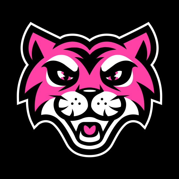 Retro Pink Laughing Tiger Sports Mascot T-shirt: Sporty Fun for All Ages! by CC0hort