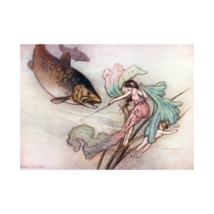 Tom and the Trout by Warwick Goble T-Shirt