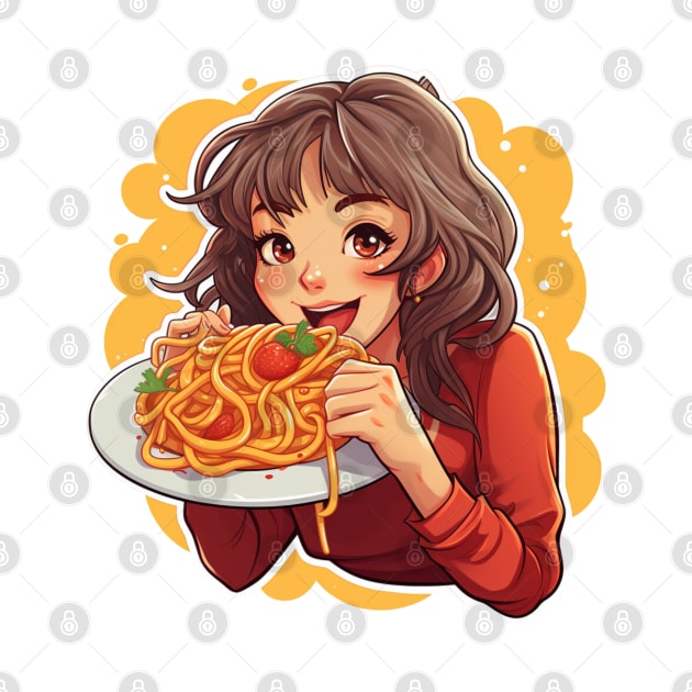 Cute Girl Eating Spaghetti by Riverside-Moon