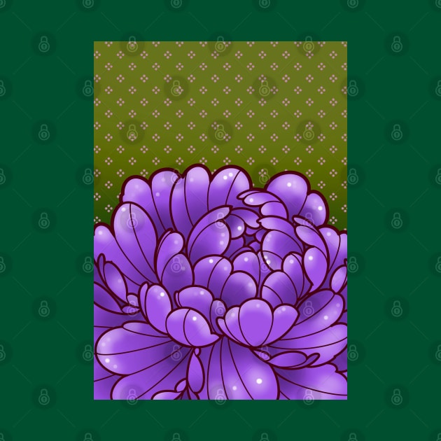 purple peony with nostalgic 80s wallpaper background by weilertsen