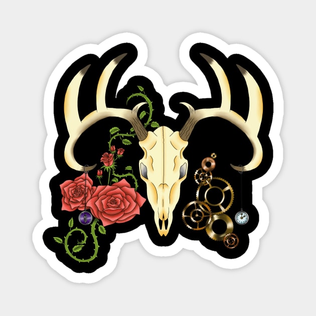 Steampunk deer skull Magnet by Lukascreaturestudio 