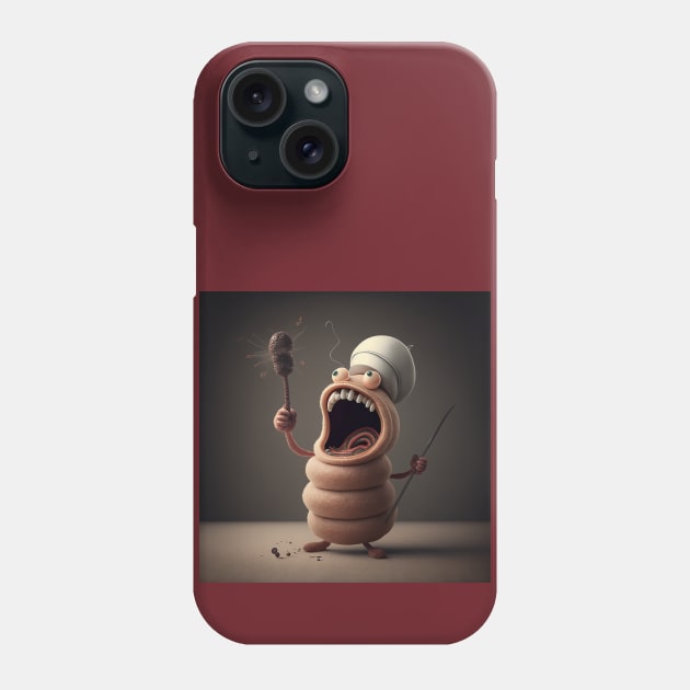 Worm Chef Screams at Line Cooks Phone Case by Bee's Pickled Art