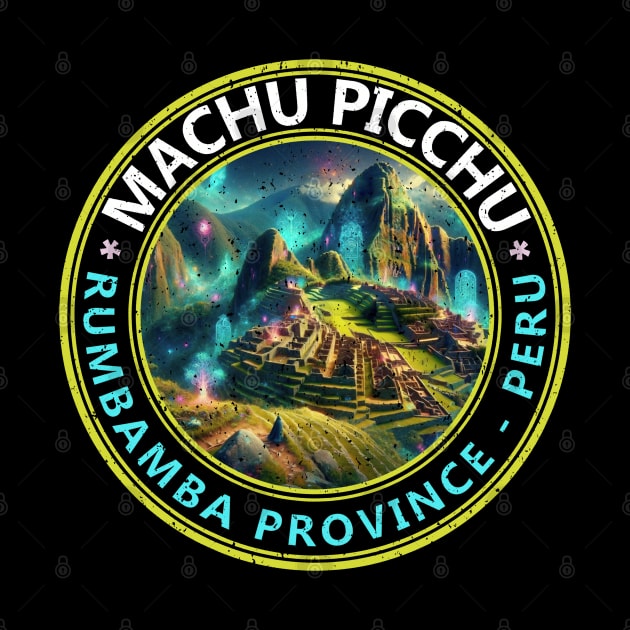 Machu Picchu Peru Ruins 2024 Peru Artistic Graphic Neon by Sambastyles