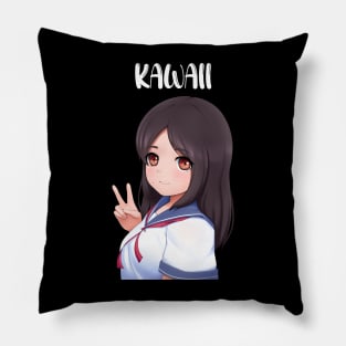 kawaii schoolgirl peace japan Pillow