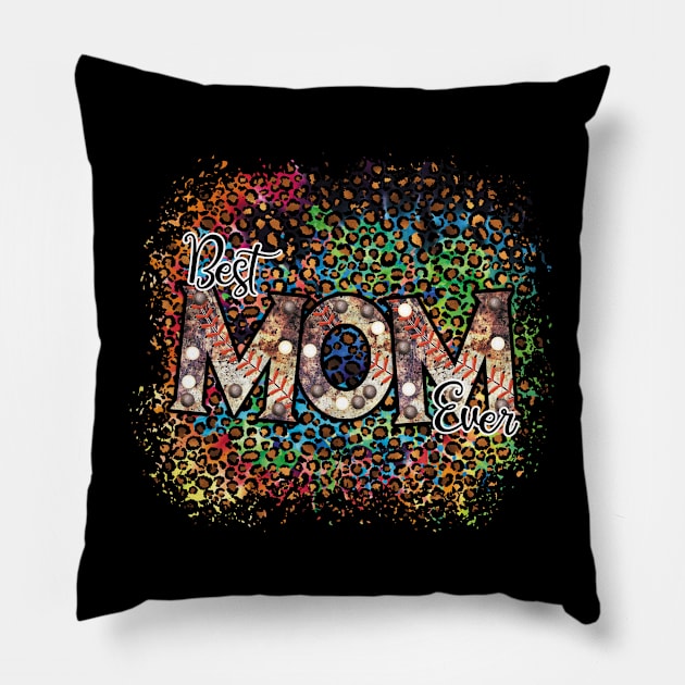 Vintage Best Mom Ever Baseball Mama for Sport Lover Mother's Pillow by Johner_Clerk_Design
