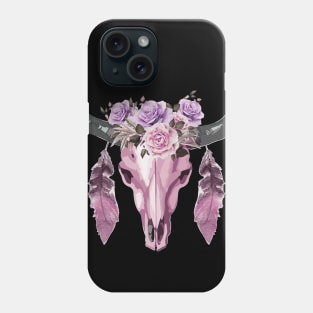 skull cow boho style Cyclamen Phone Case