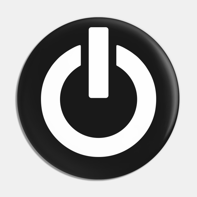 power button white power button pin teepublic teepublic