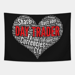 Day Trader Heart Shape Word Cloud Day Trading Stock design Tapestry