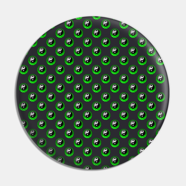 Yin Yang Design - Green Color Pattern Pin by The Black Panther