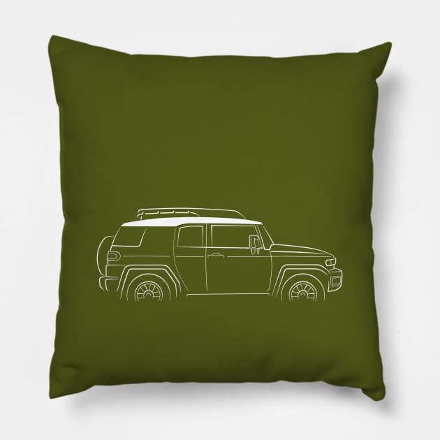 Toyota FJ Cruiser - Profile stencil, white Pillow by mal_photography